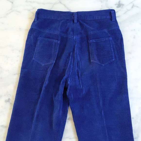 NWOT. High-Waisted Royal Blue Corduroy Straight Leg Pant with 4 Pockets. - Picture 5 of 6
